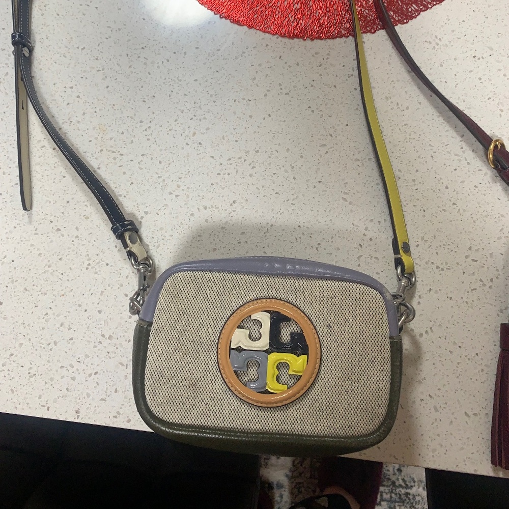 Tory Burch canvas mini bombe bag